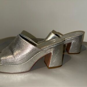 ASOS Elegant Silver Block Heel Mules